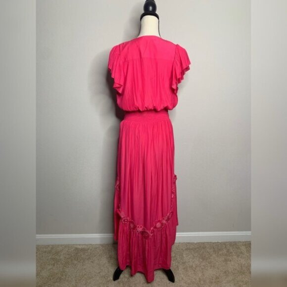 NWT Ramy Brook Lenna Pink Embellished Short Sleeve Maxi Dress - Picture 7 of 16